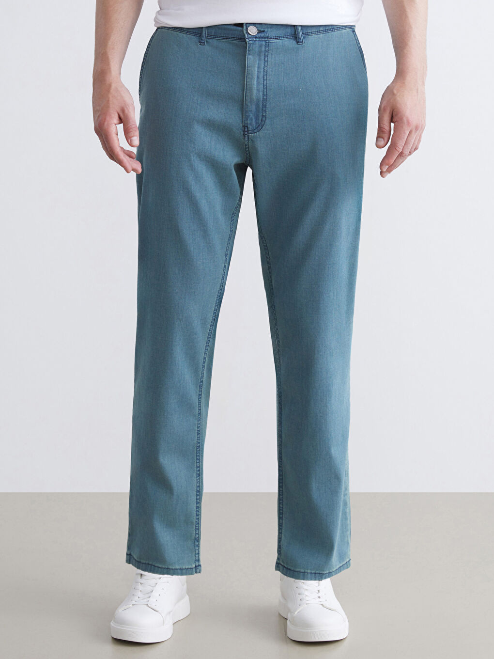 Yeşil Büyük Beden 880 Chino Fit Erkek Jean Pantolon-1