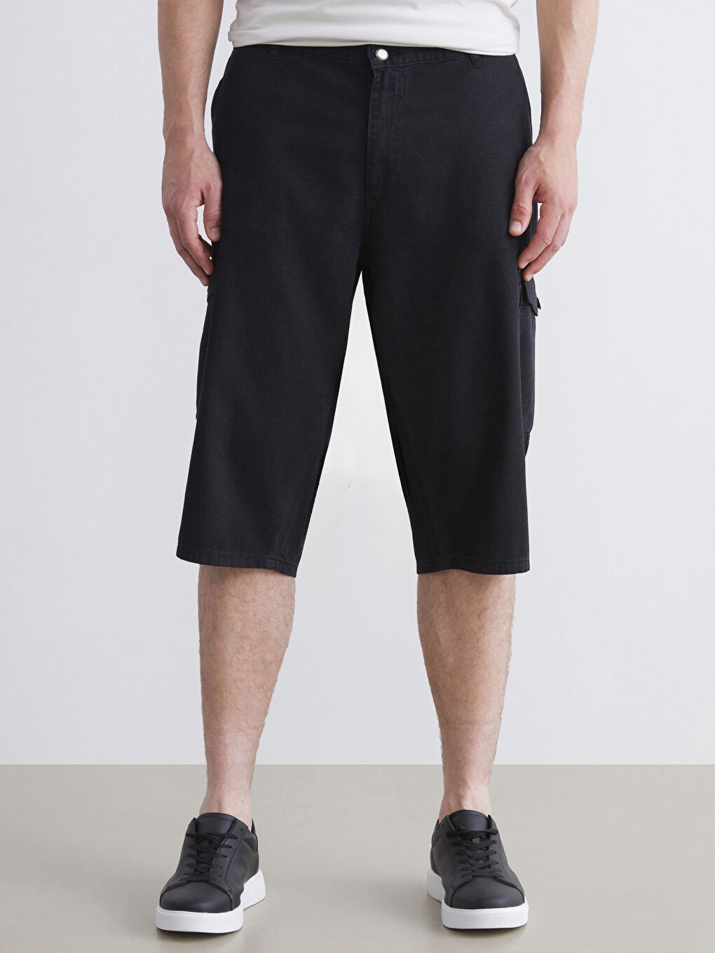 Gri Standart Kalıp Erkek Jean Şort-1