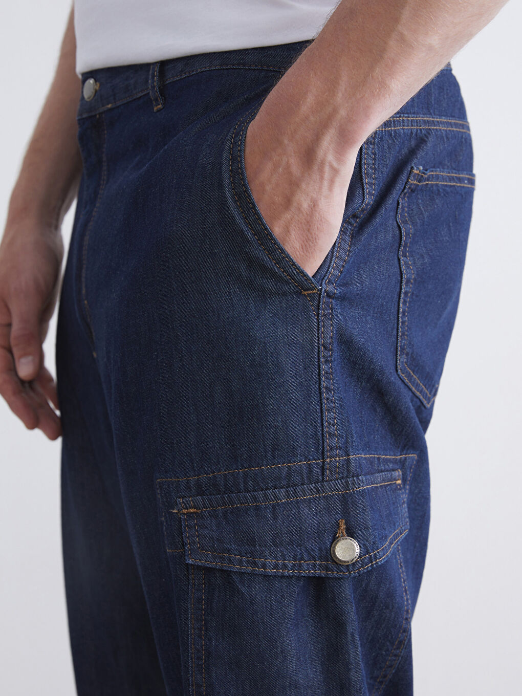 İndigo Standart Kalıp Erkek Jean Şort-2