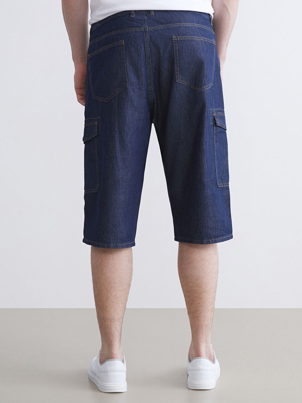 İndigo Standart Kalıp Erkek Jean Şort-3