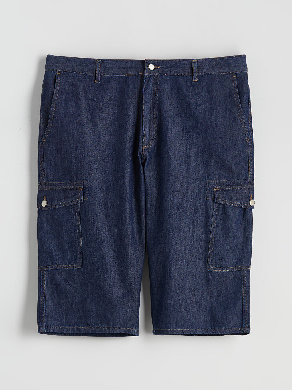 İndigo Standart Kalıp Erkek Jean Şort-4