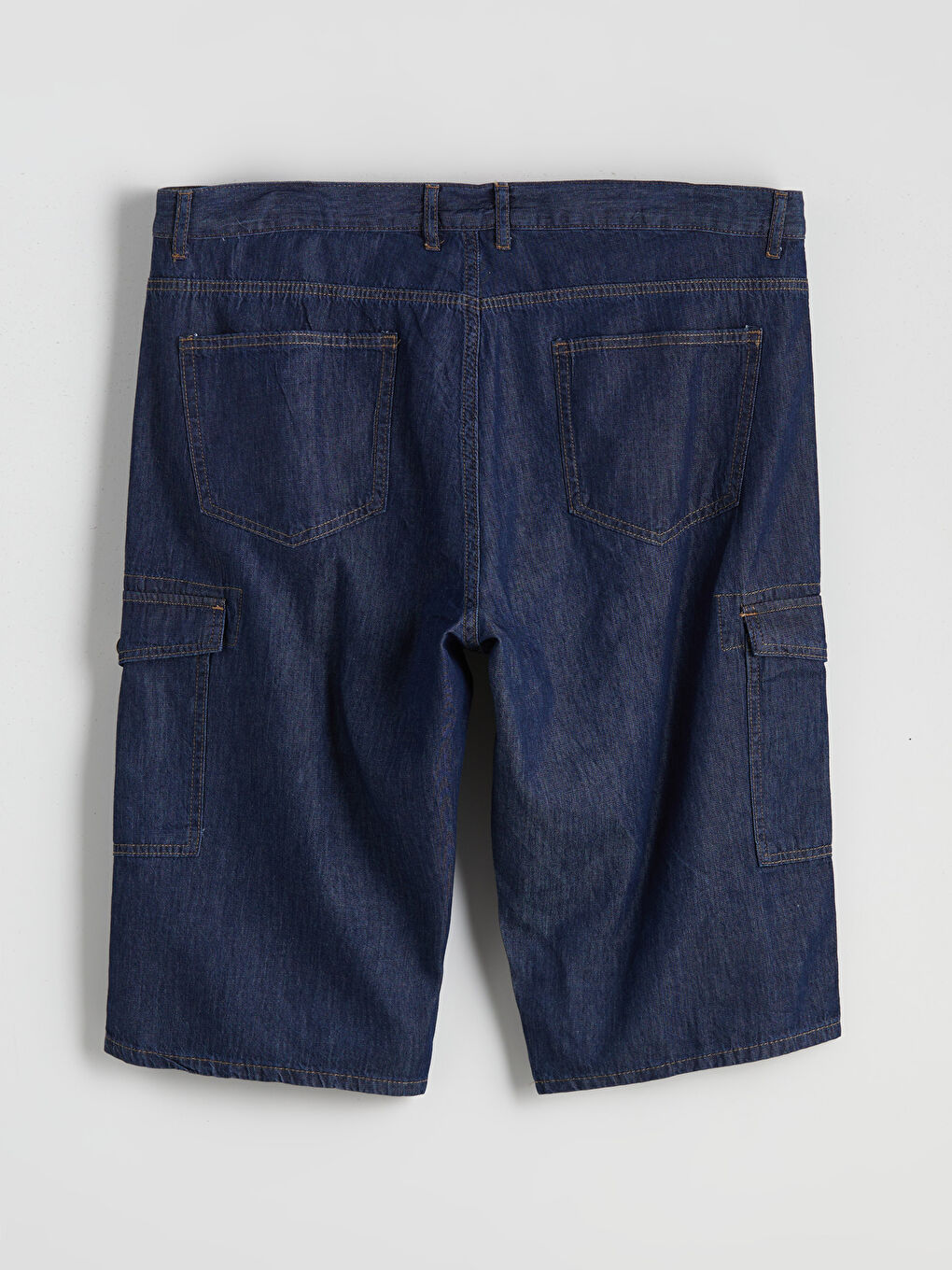 İndigo Standart Kalıp Erkek Jean Şort-5