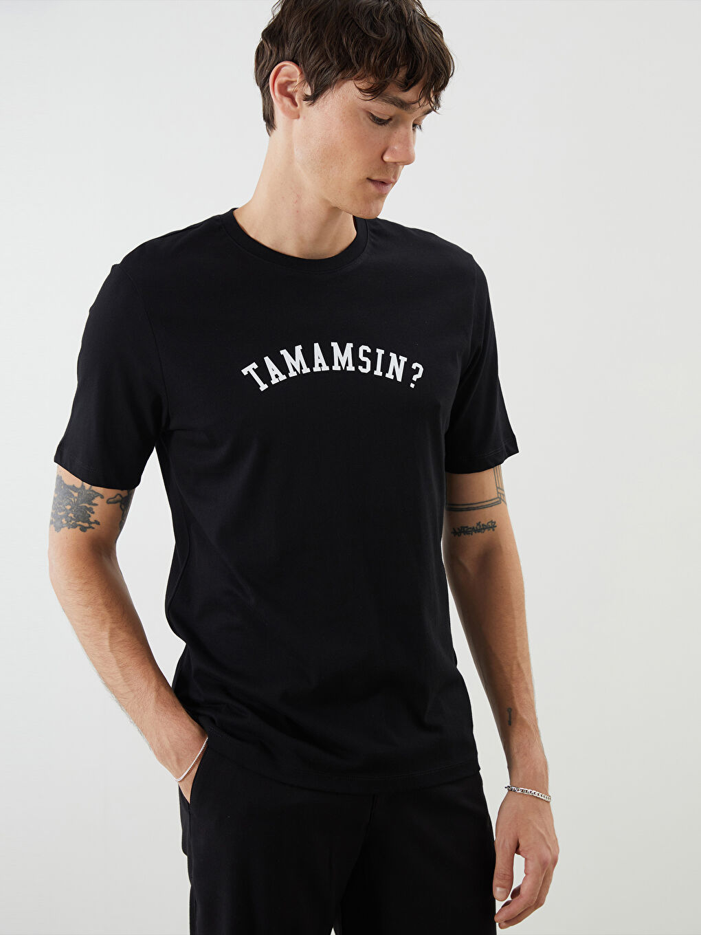 Crew Neck Printed Jersey Men's T-Shirt -S5RV59Z8-CVL