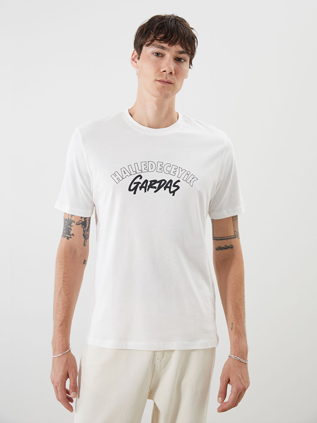 Crew Neck Printed Jersey Men's T-Shirt -S5RV60Z8-R9J