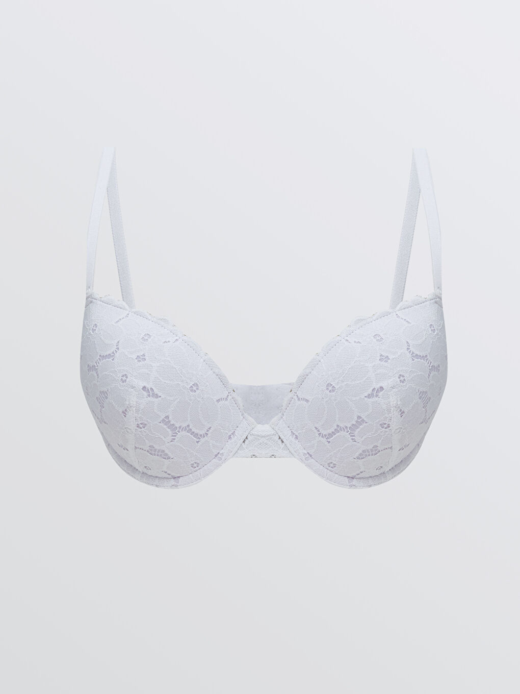 Beyaz Balenli Dolgusuz Dantelli Tişört Sütyen