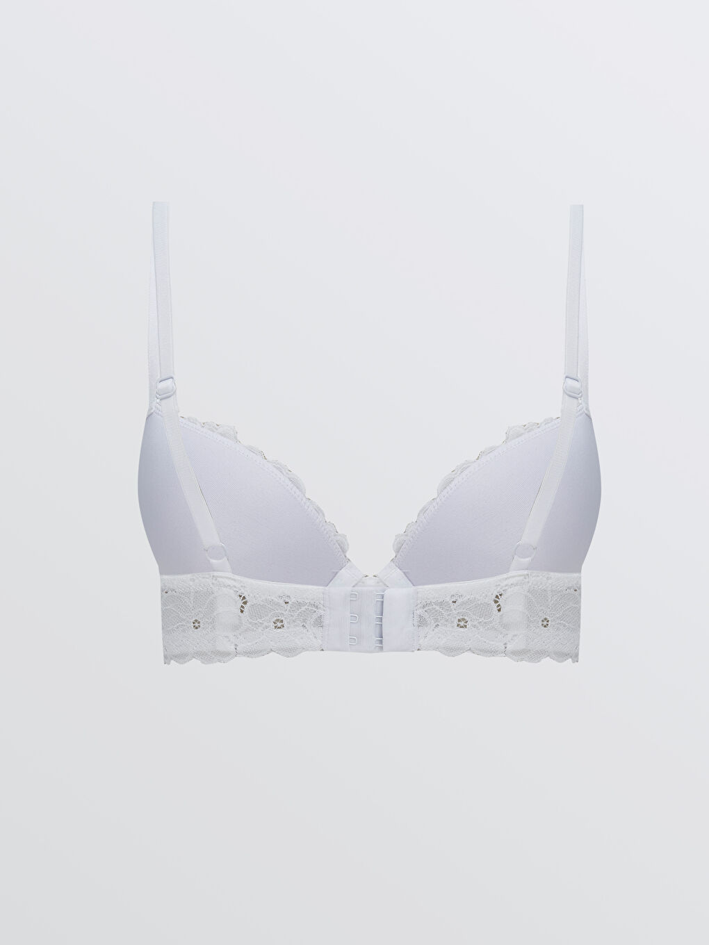 Beyaz Balenli Dolgusuz Dantelli Tişört Sütyen-1