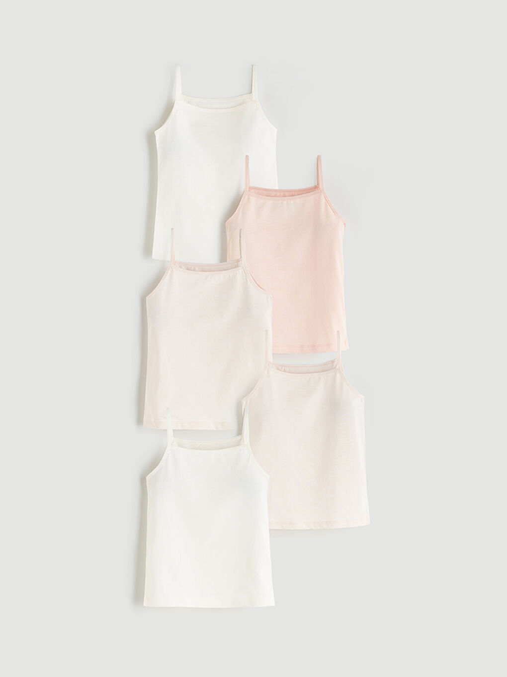 Pembe Kare Yaka Kız Çocuk Atlet 5'li