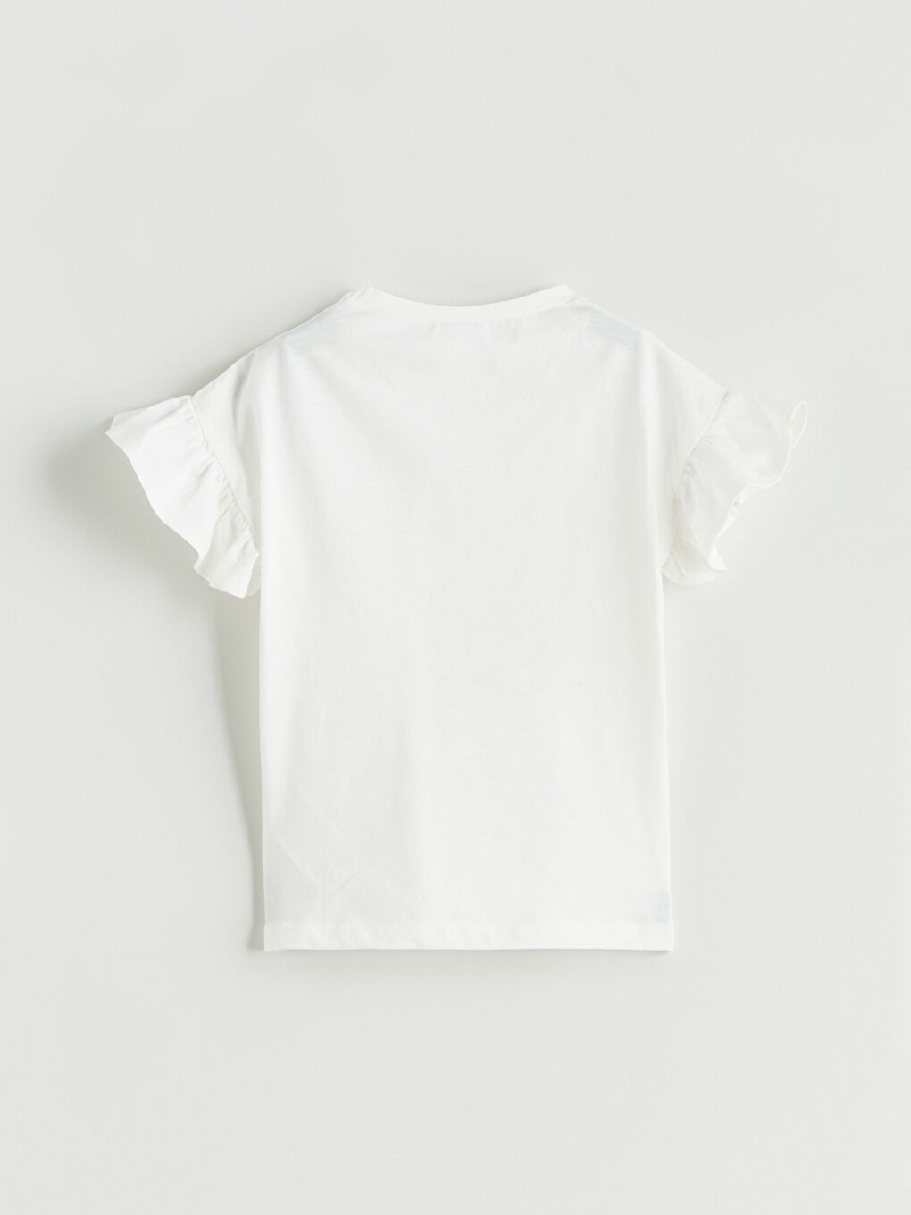 Beyaz Bisiklet Yaka Çiçekli Kız Çocuk Tişört-2