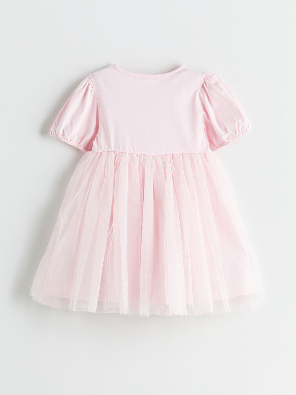 Pembe Cinderella Aurora ve Ariel Baskılı Kız Çocuk Elbise-1