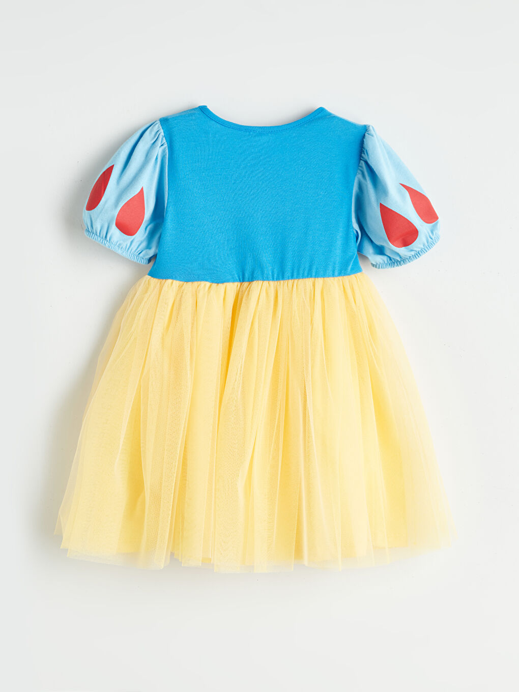 Mavi Bisiklet Yaka Pamuk Prenses Baskılı Kız Çocuk Elbise-1