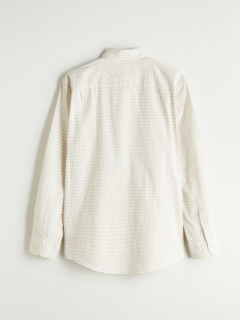 Gri Regular Fit Uzun Kollu Ekose Keten Karışımlı Erkek Gömlek-5