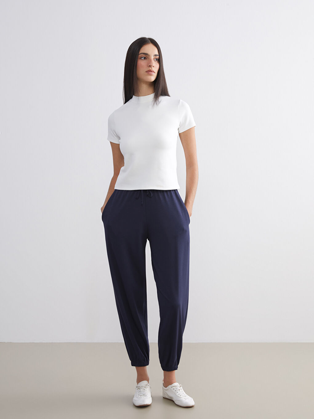 Lacivert Beli Lastikli Kadın Jogger Eşofman Altı