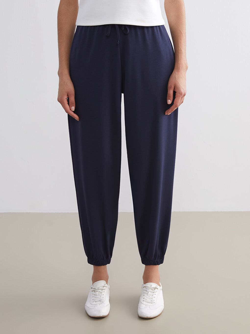 Lacivert Beli Lastikli Kadın Jogger Eşofman Altı-1