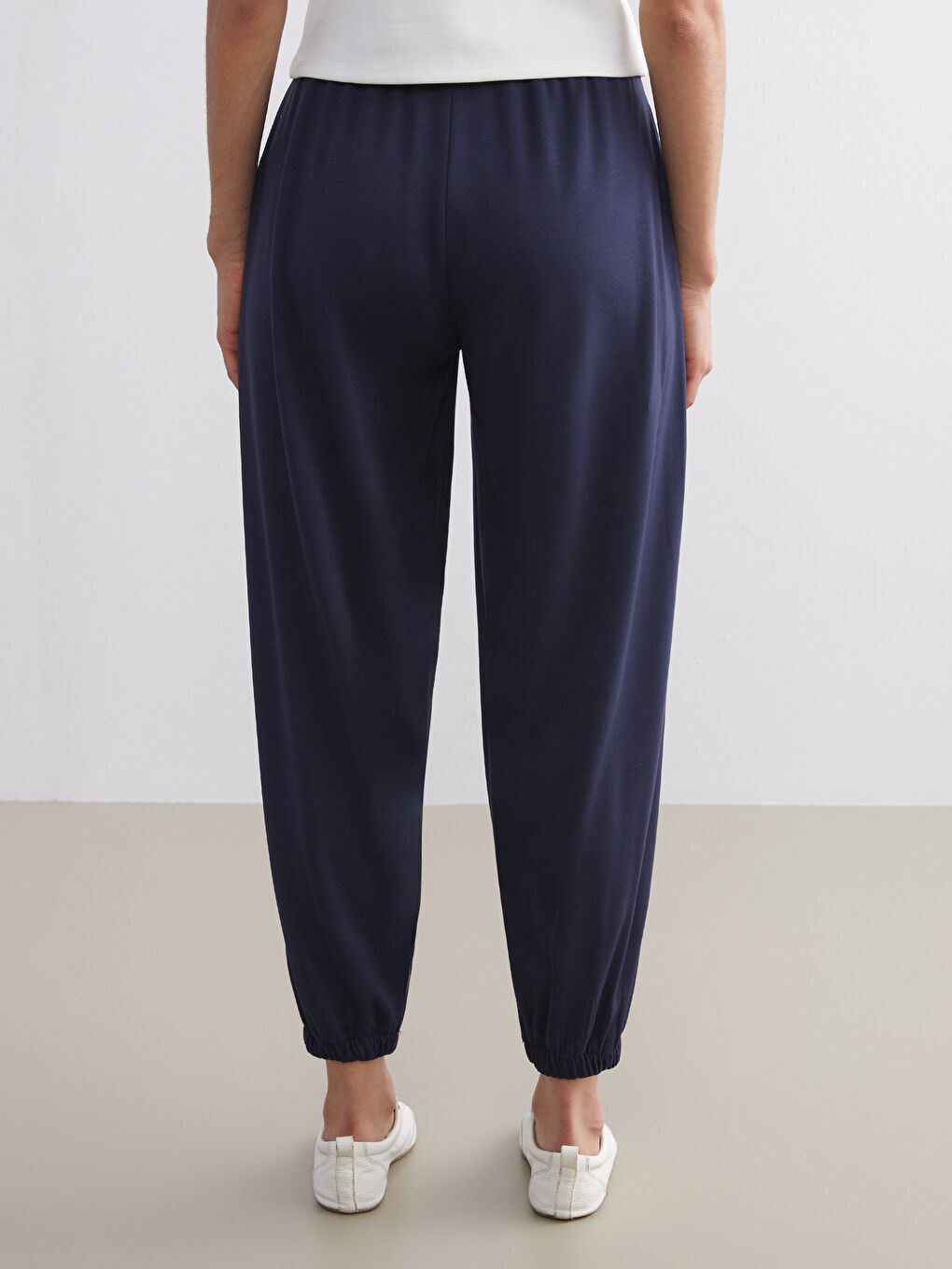 Lacivert Beli Lastikli Kadın Jogger Eşofman Altı-3
