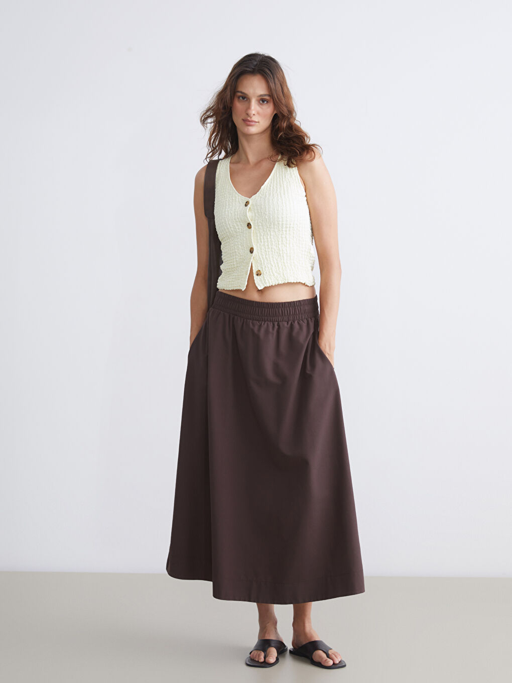 LCW Vision V Neck Textured Women's Waistcoat -S5RY03Z8-FDQ