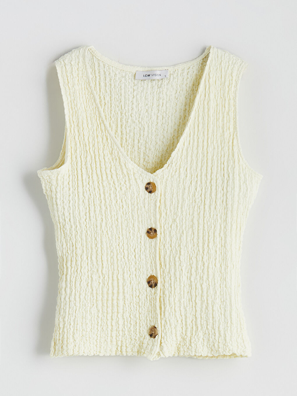 LCW Vision V Neck Textured Women's Waistcoat -S5RY03Z8-FDQ