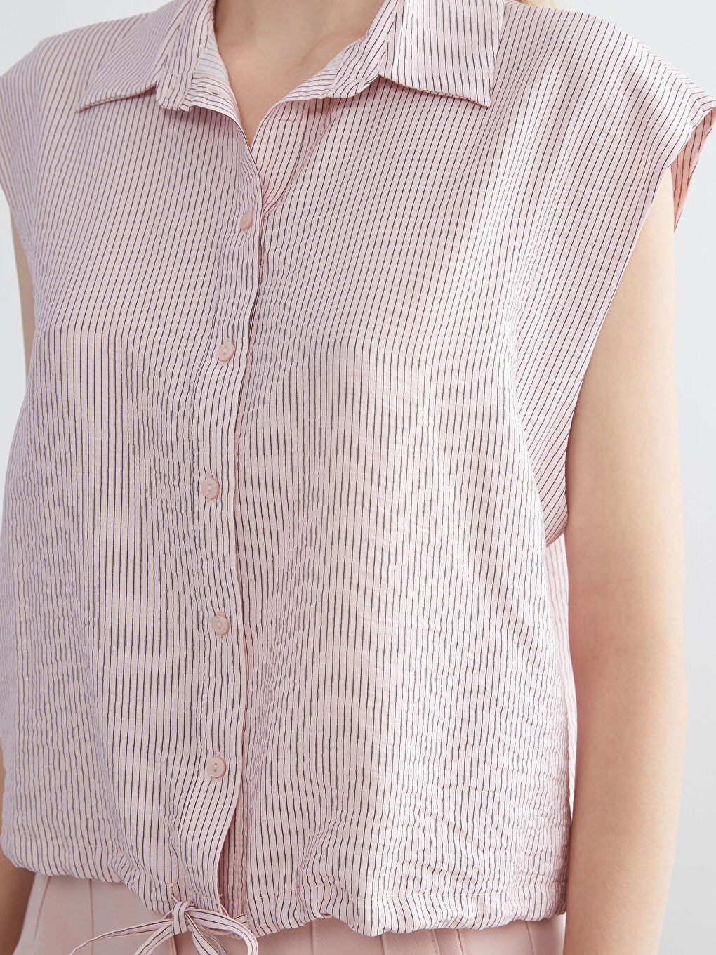 Pembe Çizgili Kadın Gömlek-2