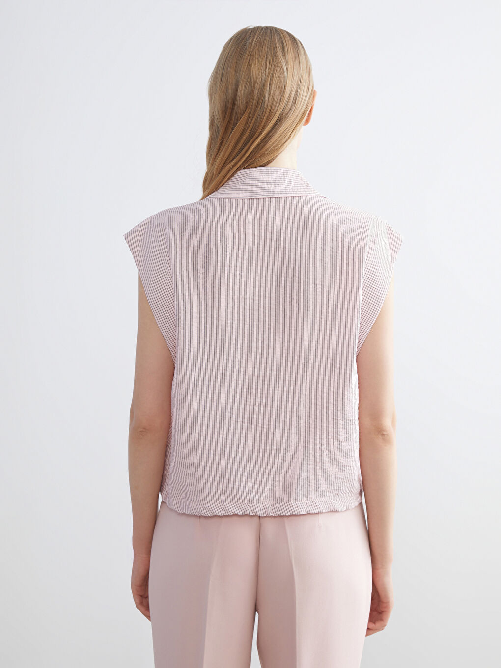 Pembe Çizgili Kadın Gömlek-3