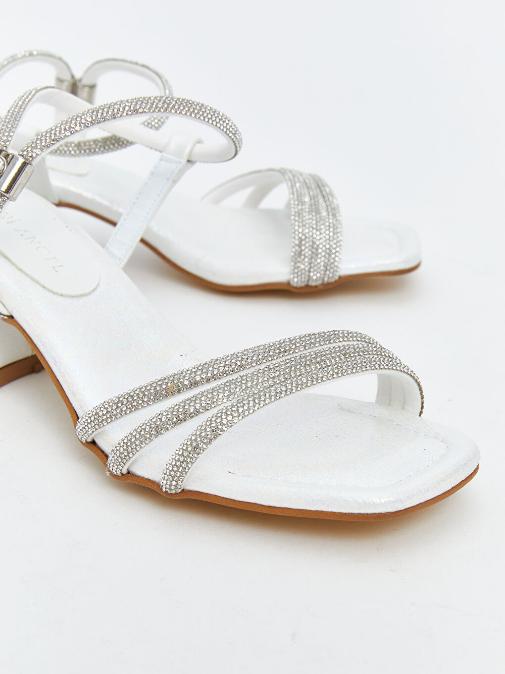 Beyaz Taşlı Kız Çocuk Topuklu Ayakkabı-2