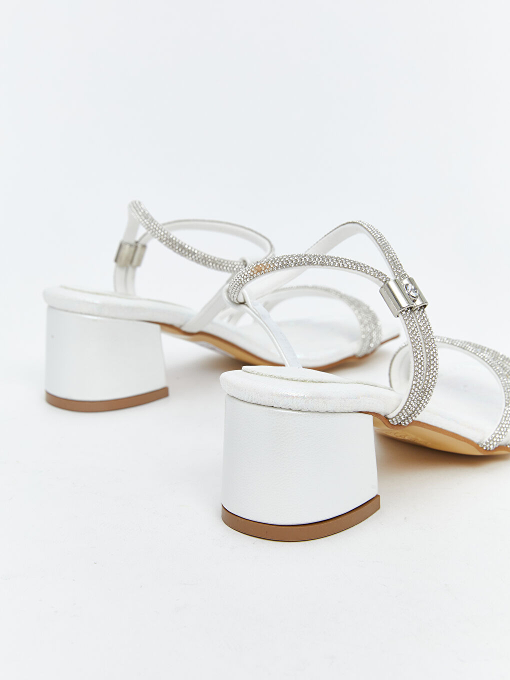 Beyaz Taşlı Kız Çocuk Topuklu Ayakkabı-4