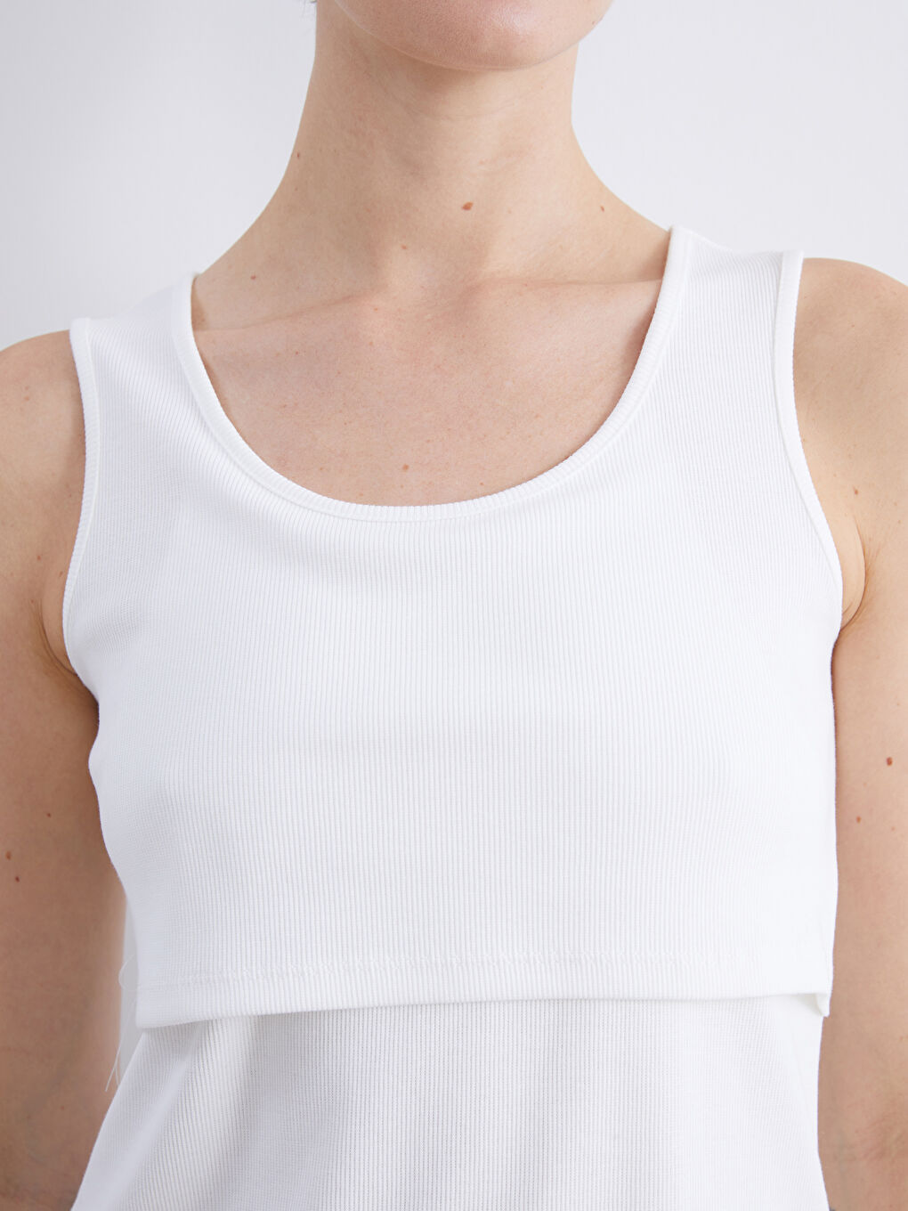 Ekru U Yaka Kadın Atlet-2