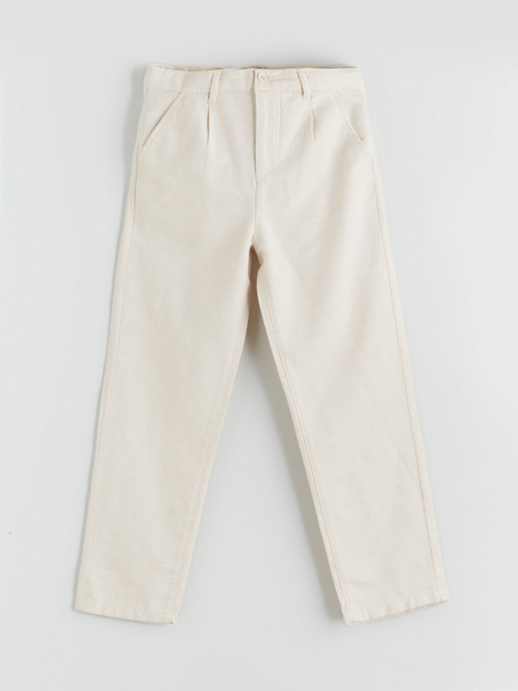 Ekru Standart Kalıp Keten Karışımlı Erkek Çocuk Pantolon