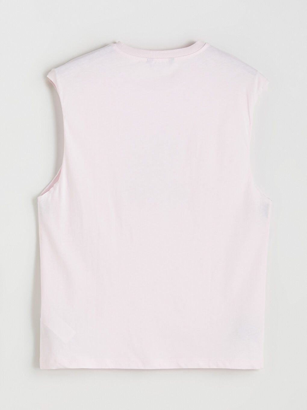 Pembe Bisiklet Yaka Baskılı Erkek Kolsuz Tişört-5