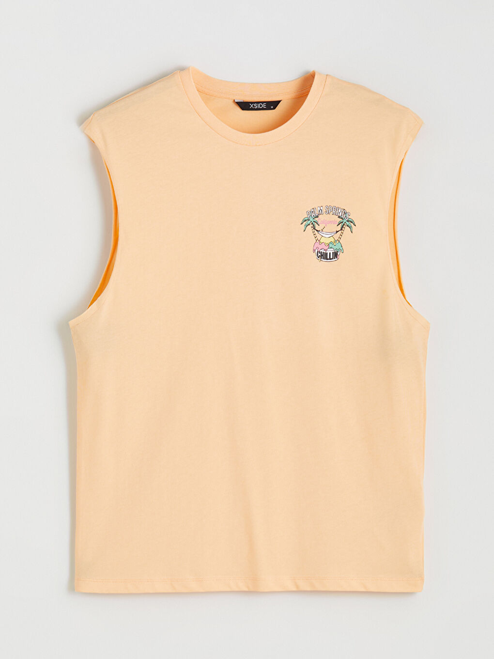 Pembe Bisiklet Yaka Baskılı Erkek Kolsuz Tişört-4