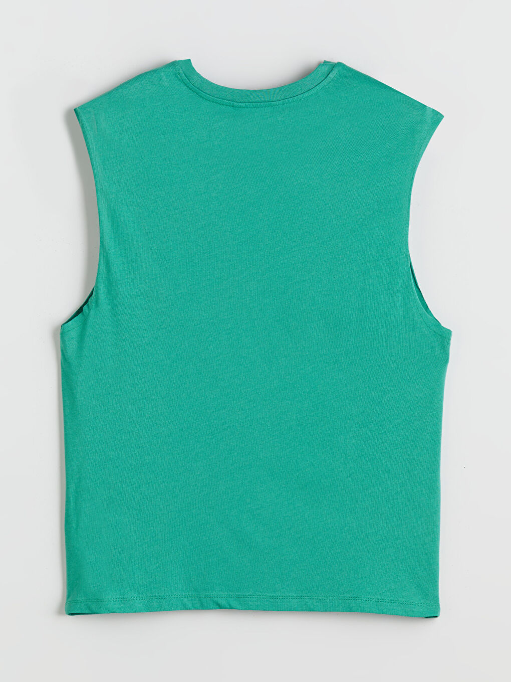 Yeşil Bisiklet Yaka Baskılı Erkek Kolsuz Tişört-5