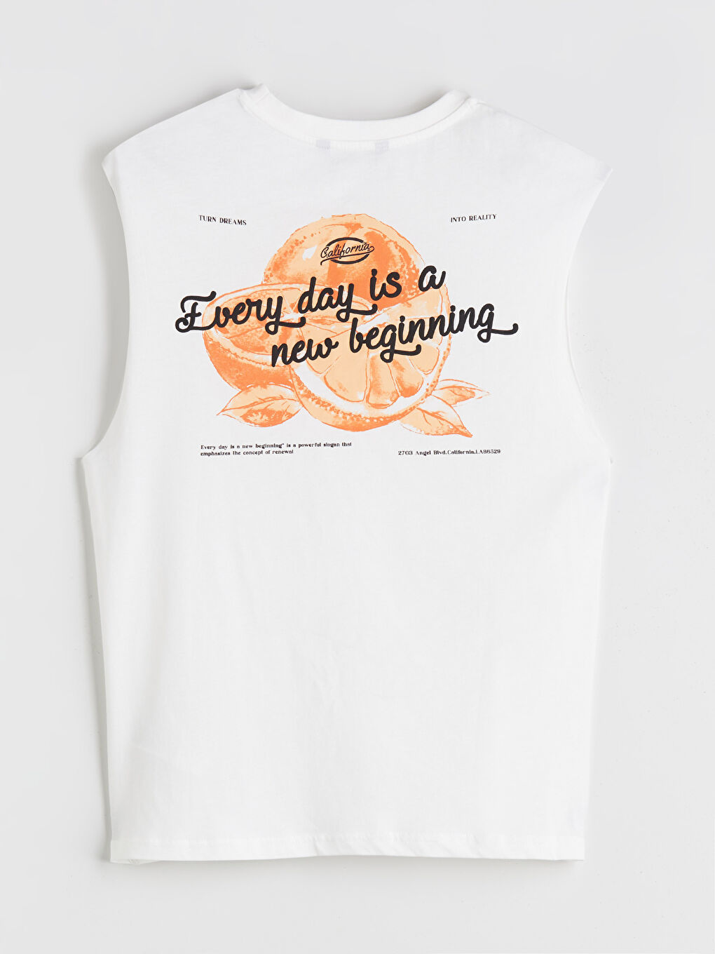 Ekru Bisiklet Yaka Baskılı Erkek Kolsuz Tişört-5