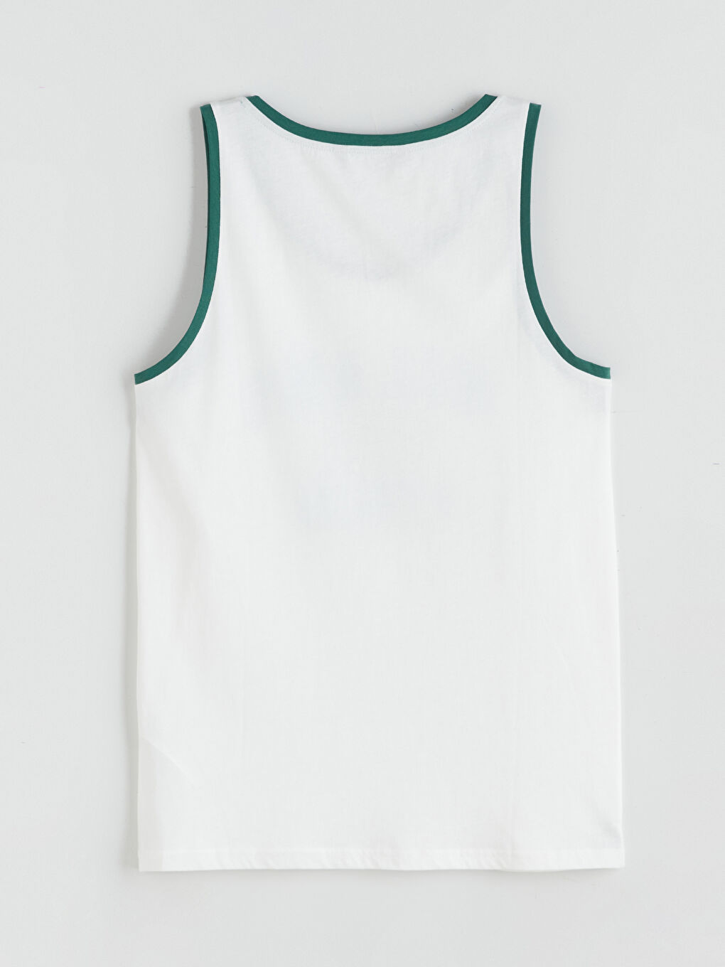 Ekru Bisiklet Yaka Baskılı Erkek Kolsuz Tişört-5