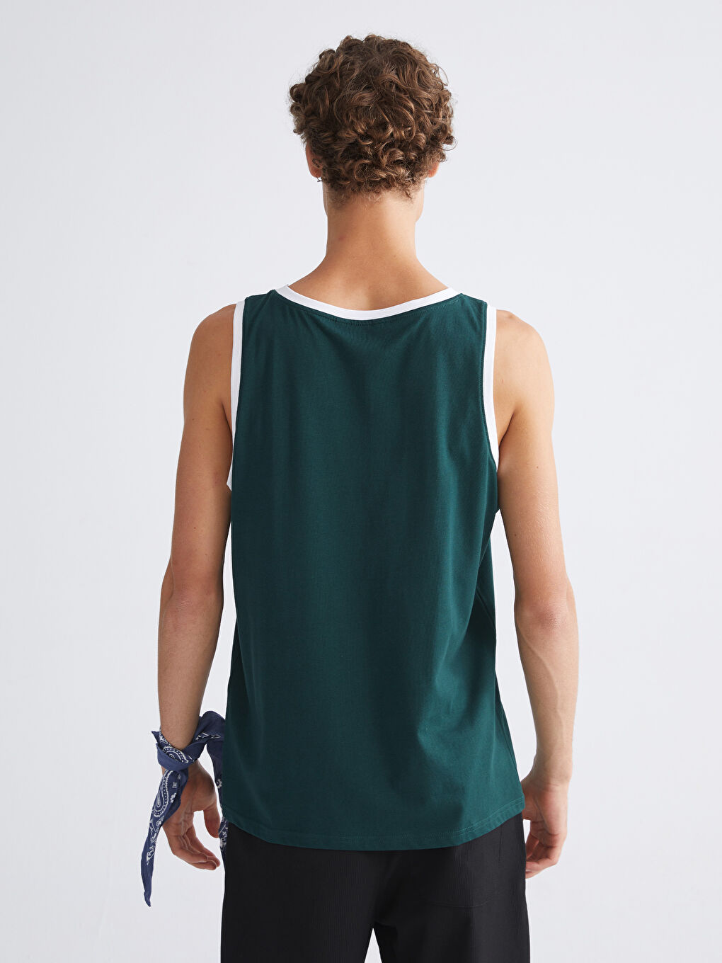 Yeşil Bisiklet Yaka Erkek Kolsuz Tişört-3