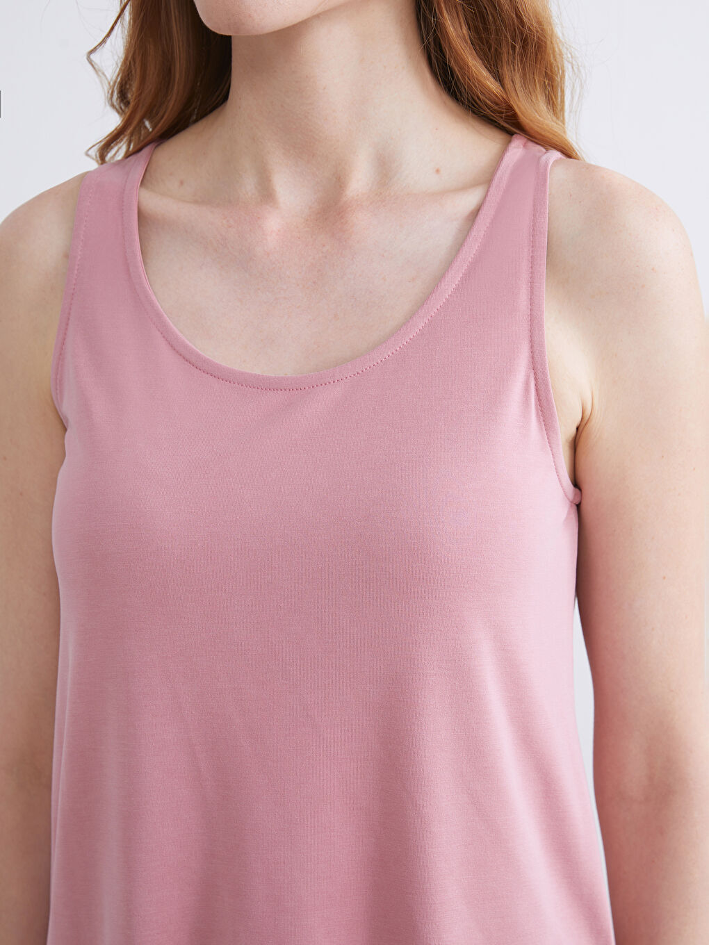 Pembe U Yaka Kadın Pijama Üstü-2