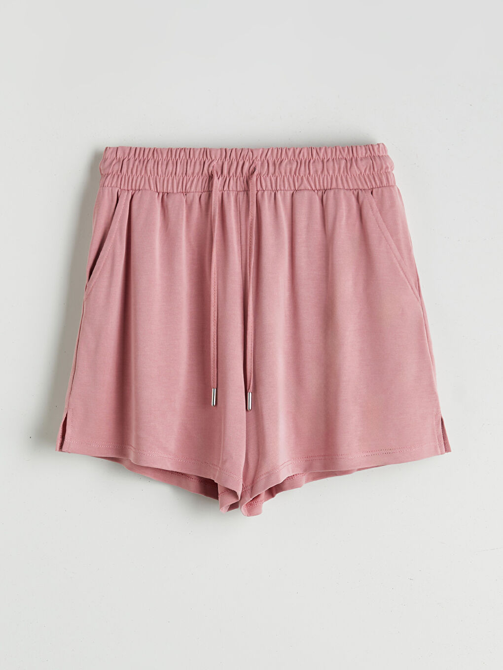 Pembe Beli Lastikli Kadın Şort Pijama Altı-4