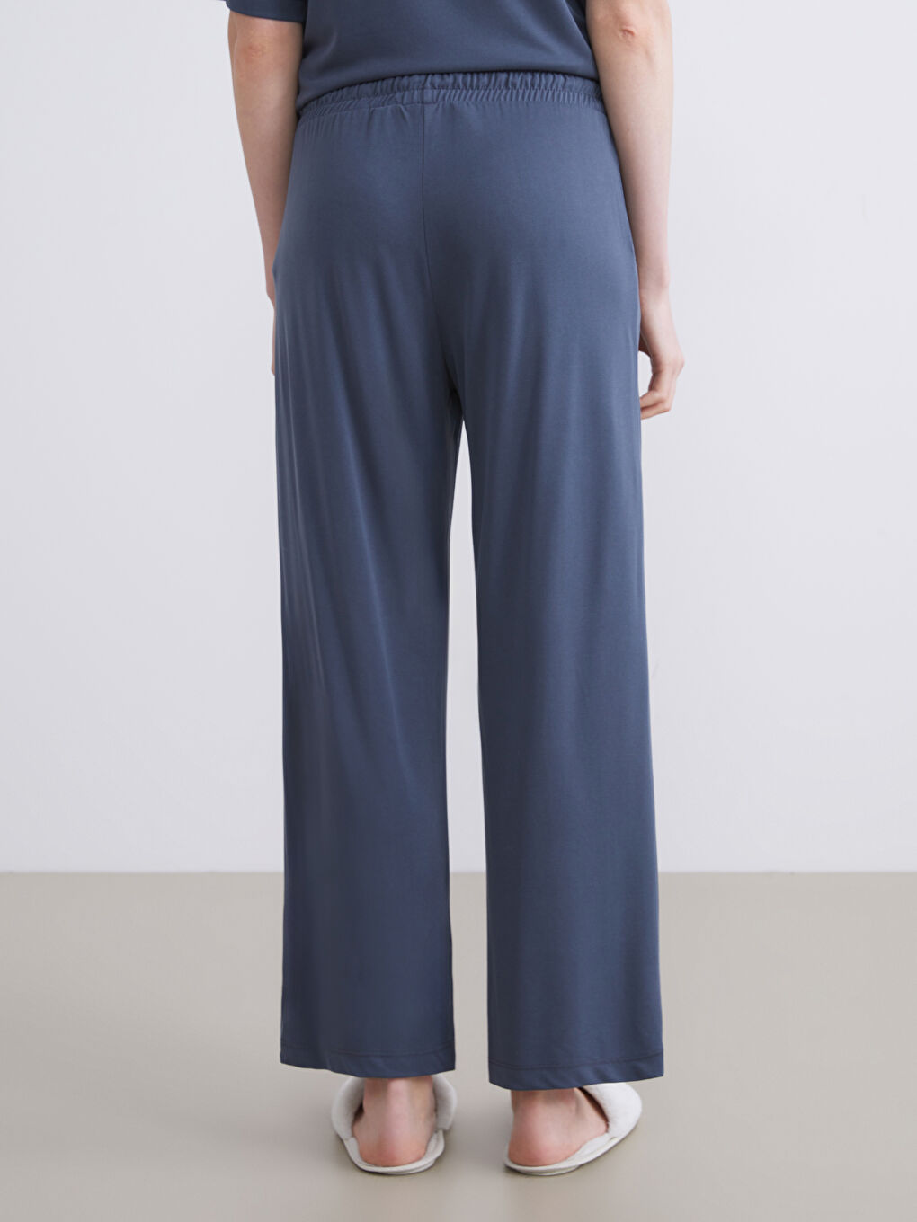 Antrasit Beli Lastikli Kadın Kapri Pijama Altı-3