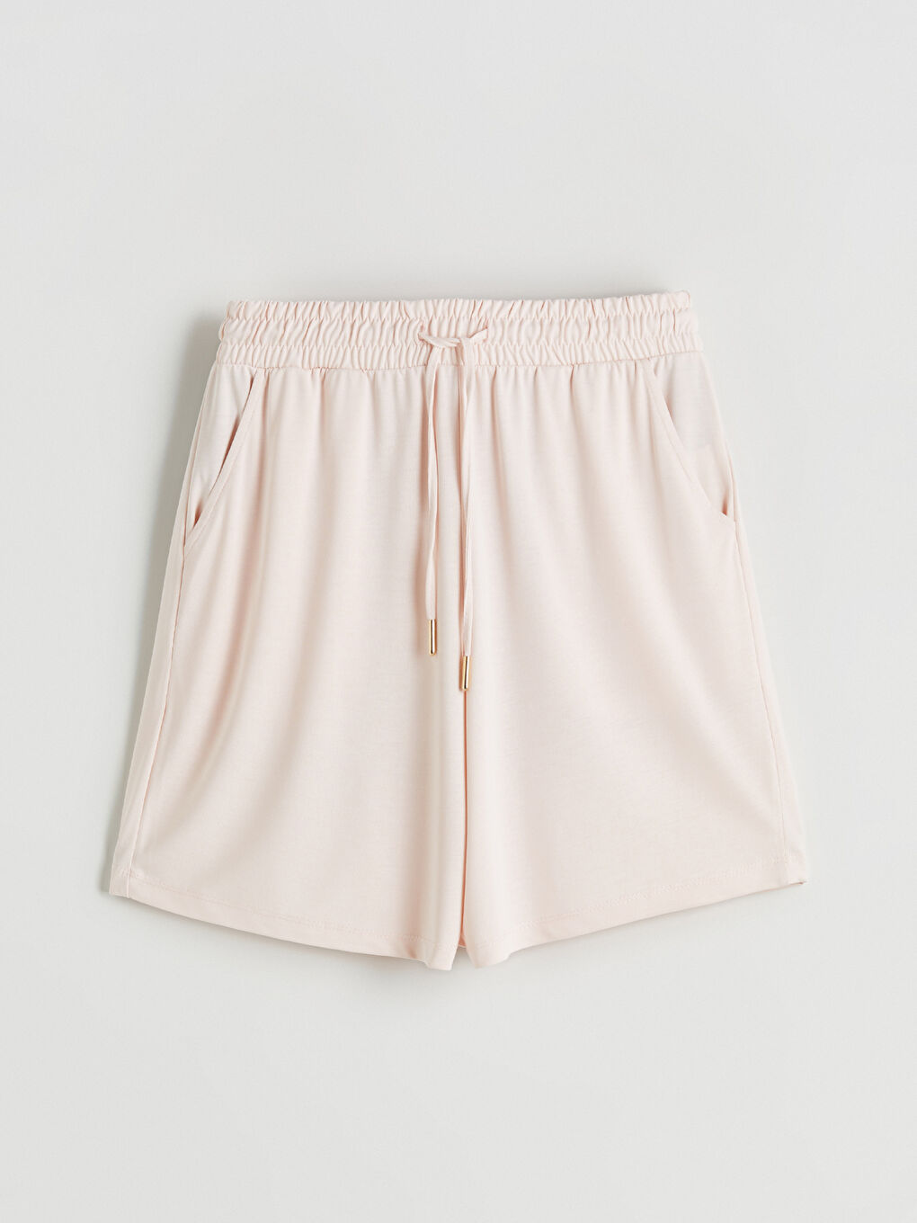 Pembe Beli Lastikli Kadın Şort Pijama Altı-4