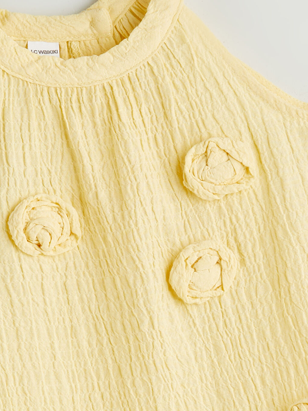 Sarı Çiçekli Kız Çocuk Müslin Elbise-1