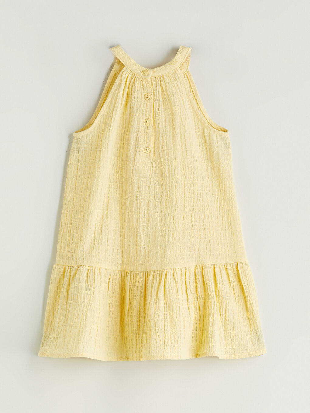 Sarı Çiçekli Kız Çocuk Müslin Elbise-2