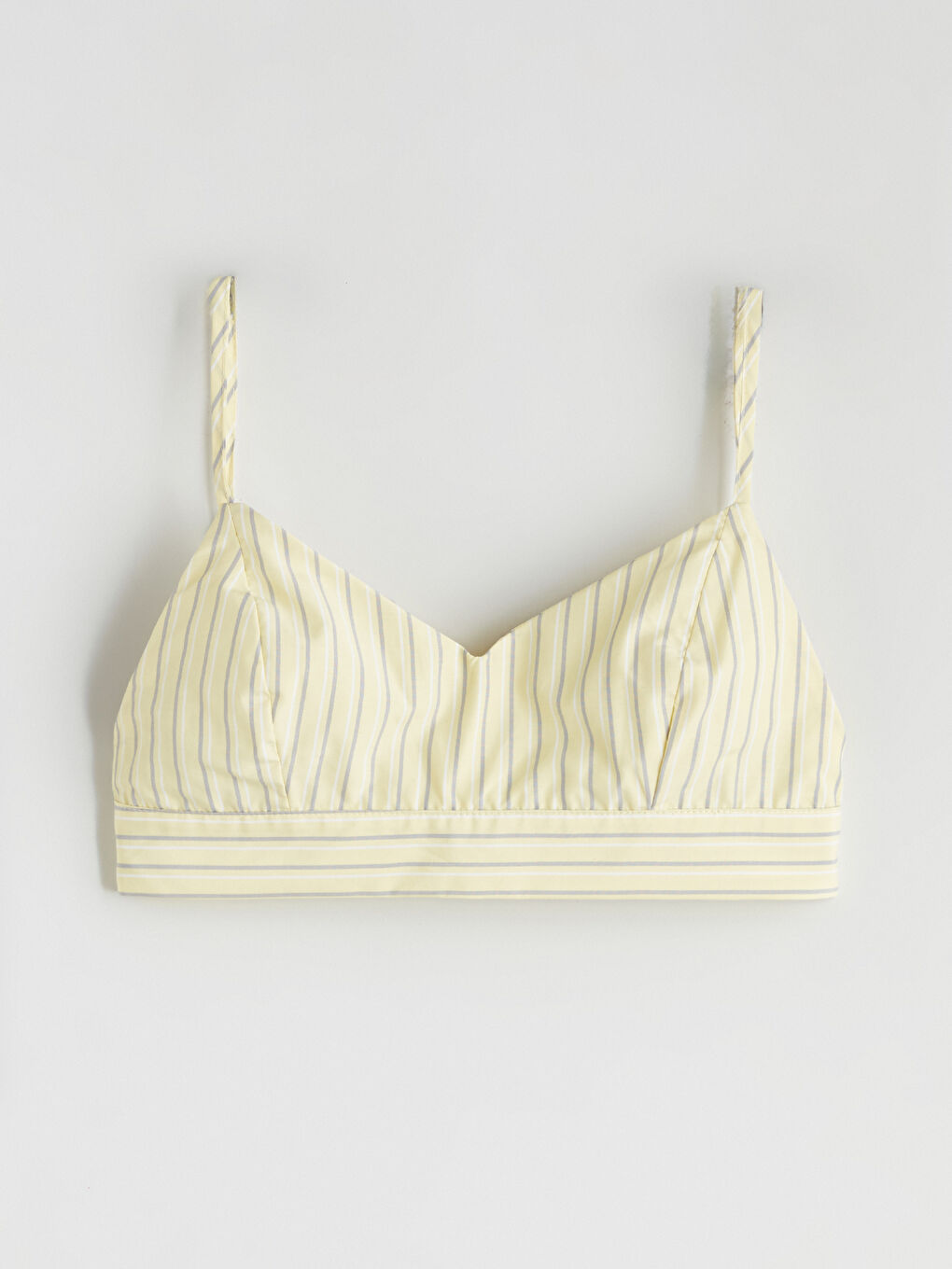 Sarı Çizgili Kadın Pijama Üstü ve Büstiyer 2'li-5