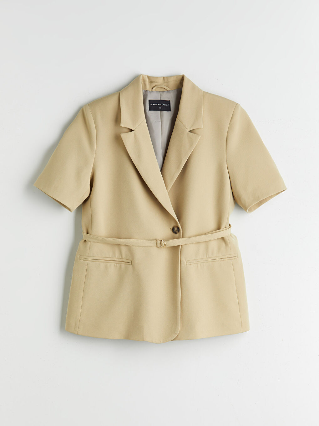 Haki Beli Kemerli Kadın Blazer Ceket-4