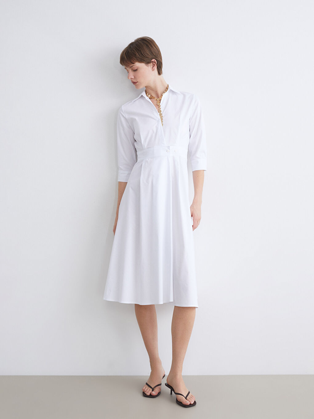LCWAIKIKI Classic Woman WHITE Shirt Dress -S5RY56Z8-Q6K