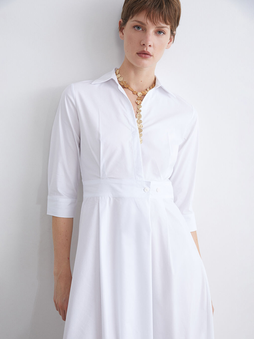 LCWAIKIKI Classic Woman WHITE Shirt Dress -S5RY56Z8-Q6K