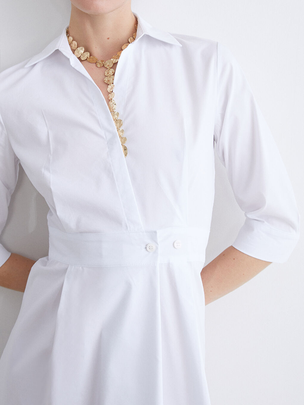 LCWAIKIKI Classic Woman WHITE Shirt Dress -S5RY56Z8-Q6K