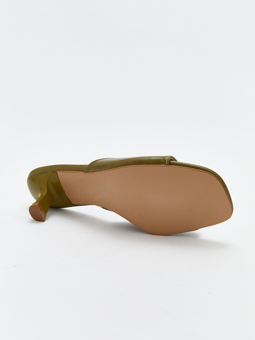 Yeşil Deri Görünümlü Kadın Topuklu Terlik-4