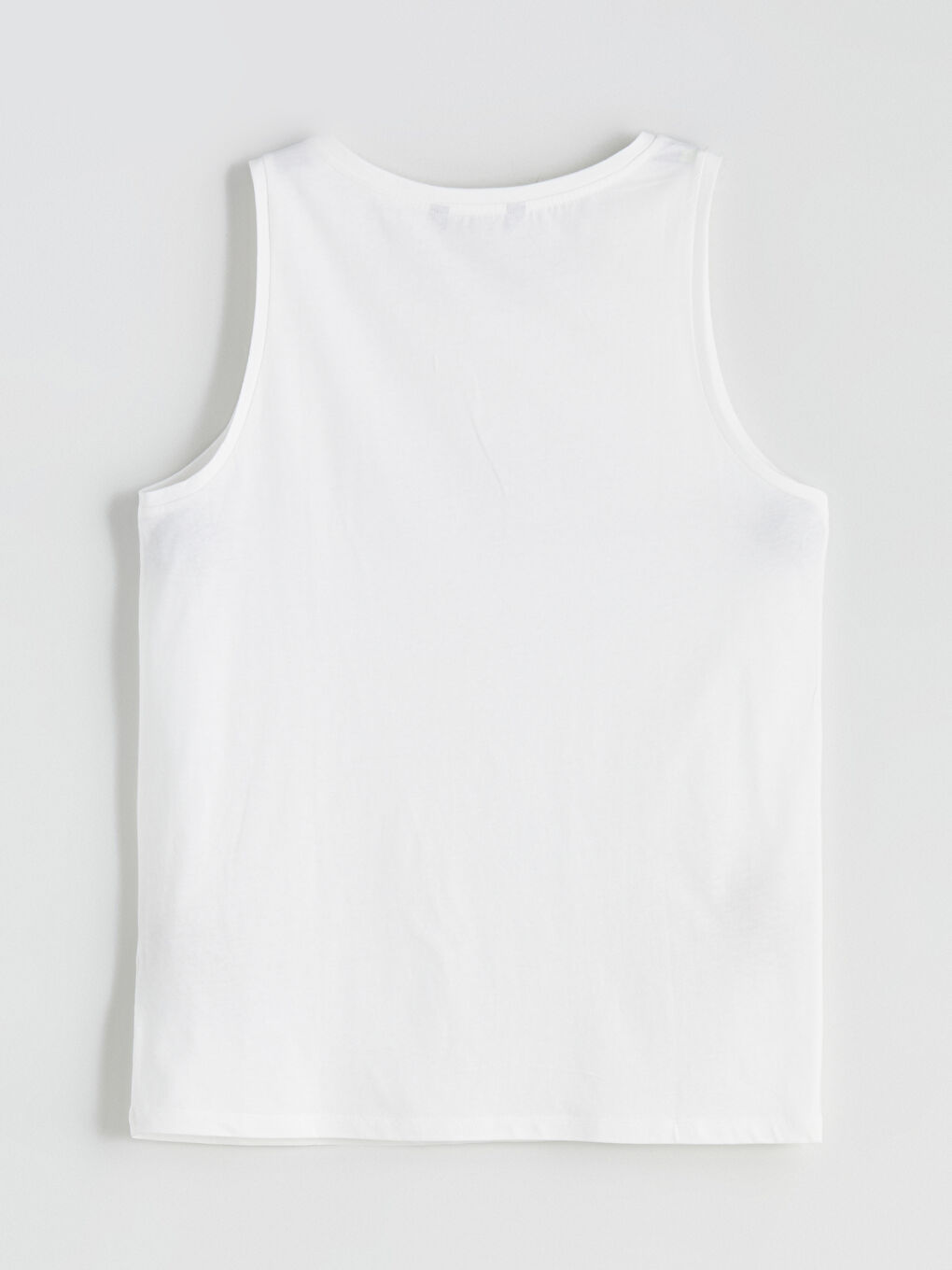 Ekru Bisiklet Yaka Baskılı Erkek Kolsuz Tişört-5