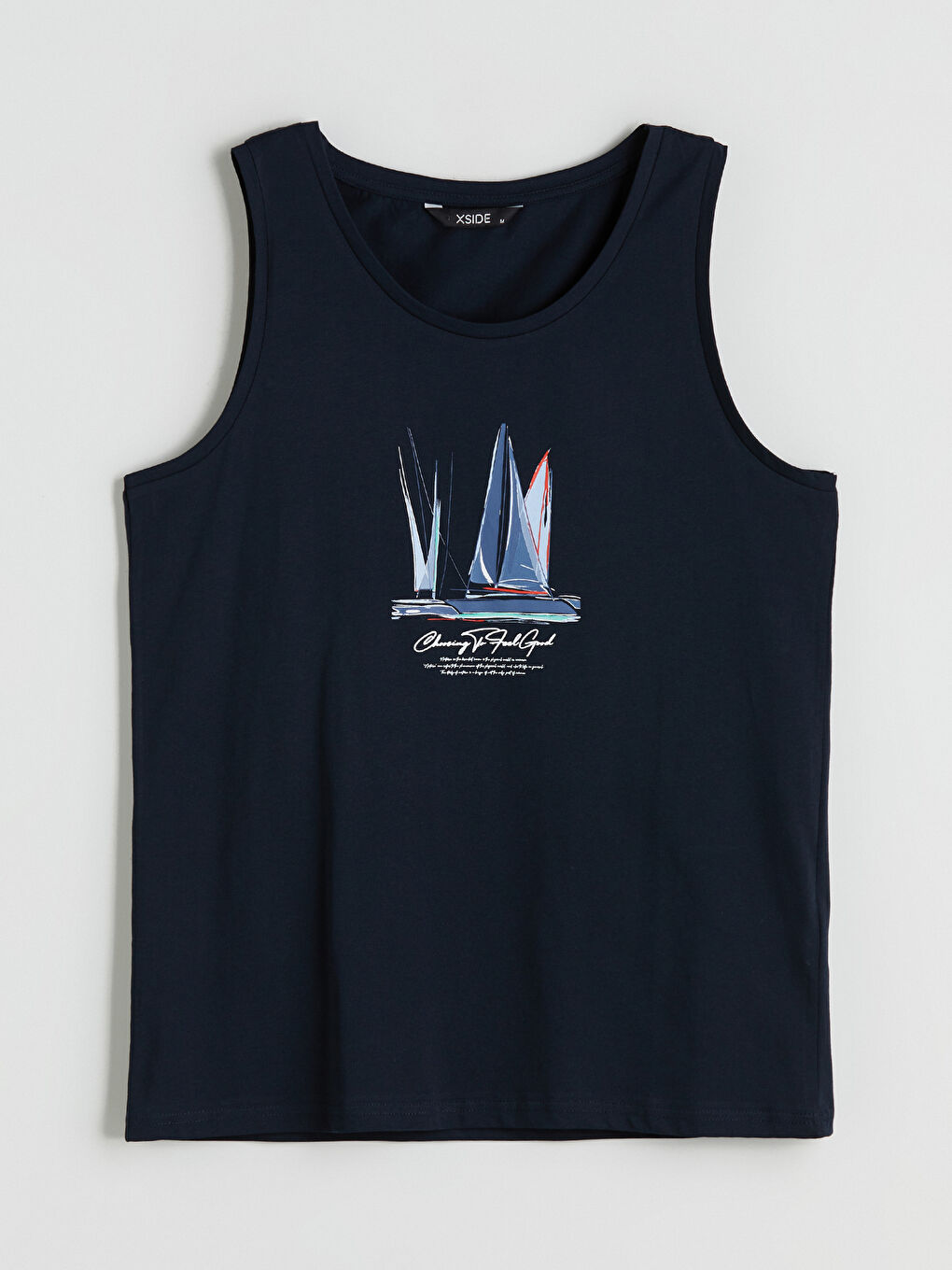 Lacivert Bisiklet Yaka Erkek Kolsuz Tişört-4