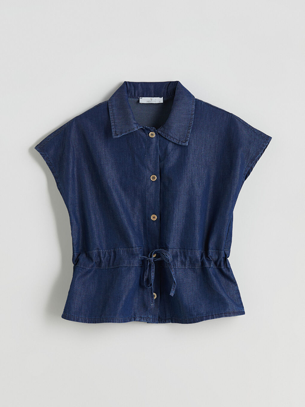 İndigo Gömlek Yaka Kadın Jean Yelek-4