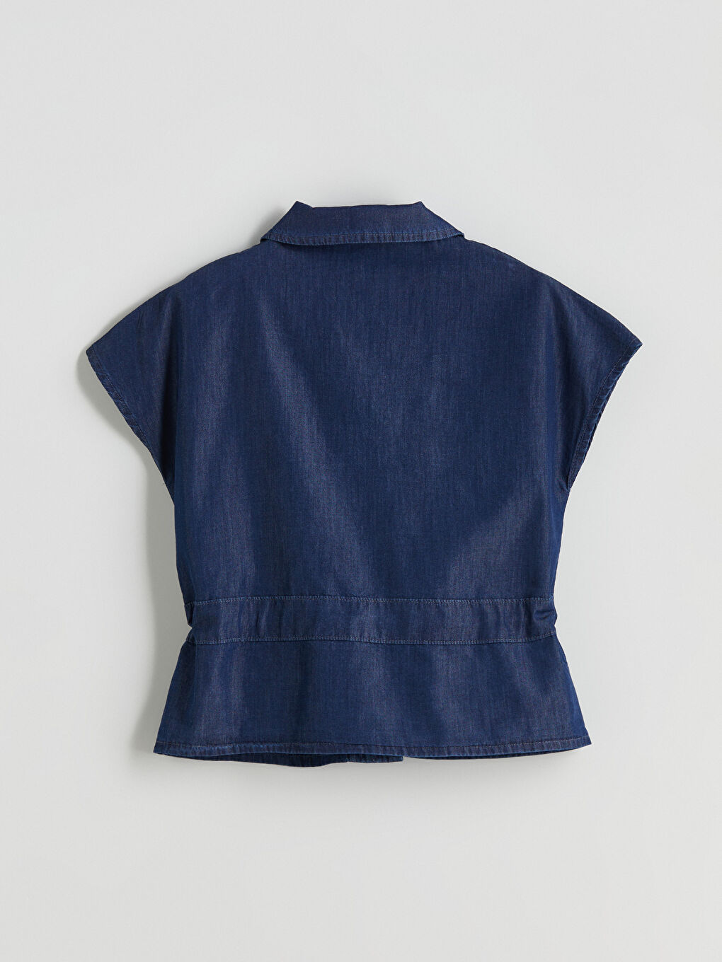 İndigo Gömlek Yaka Kadın Jean Yelek-5