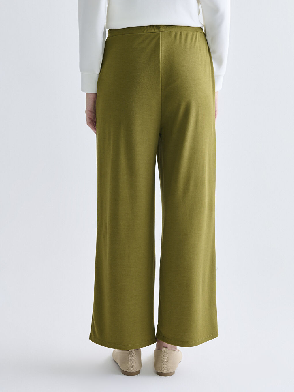 Haki Beli Lastikli Kadın Pantolon-3