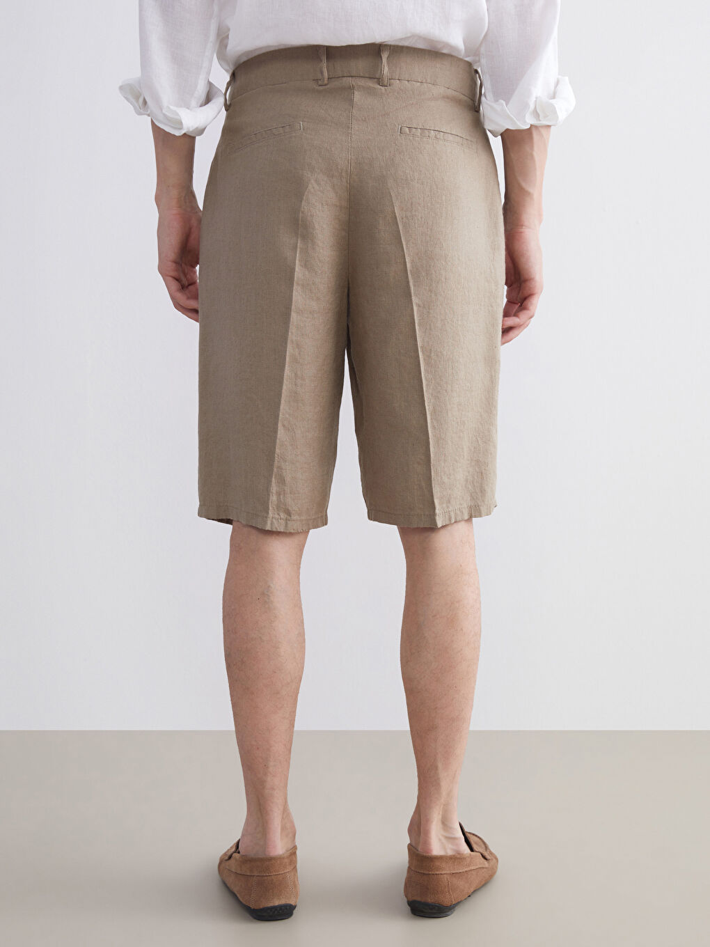 Kahverengi Rahat Kalıp Poplin Erkek Şort-3